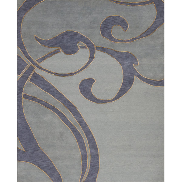 Samad Rugs Modern Tibet 2 Hand Knotted Blue Area Rug Wayfair